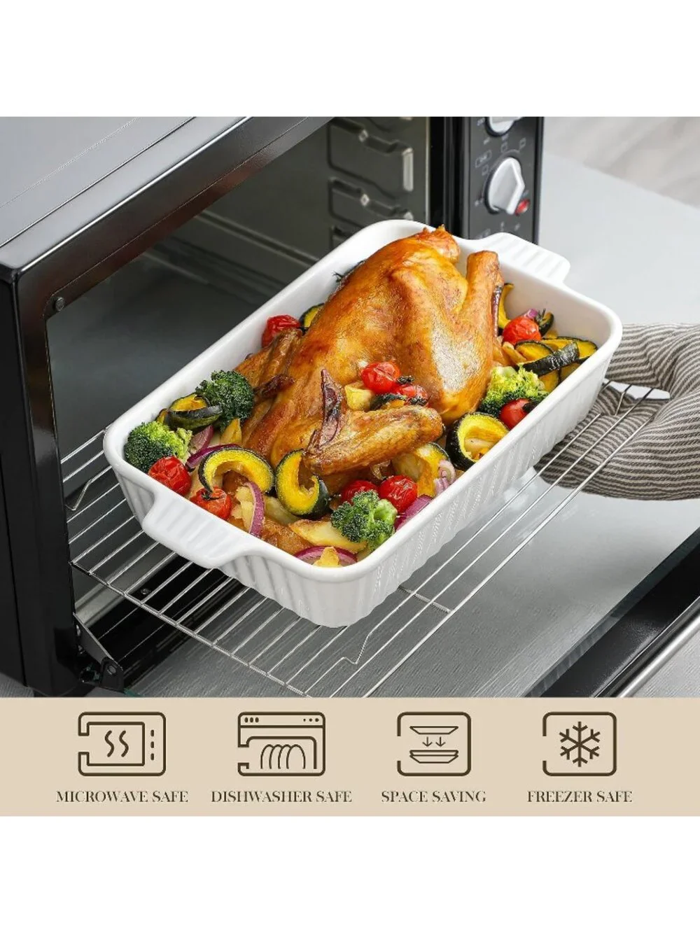 4 Set White Ceramic Casserole Dishes for Oven Ceramic Baking Deep Dishes Set